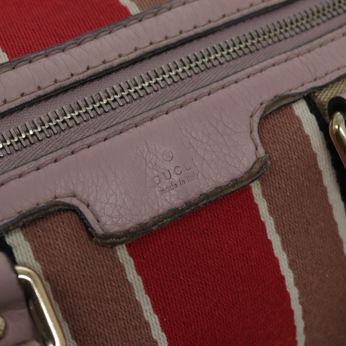 GUCCI GG Canvas Boston Bag 2way Beige Pink 82022