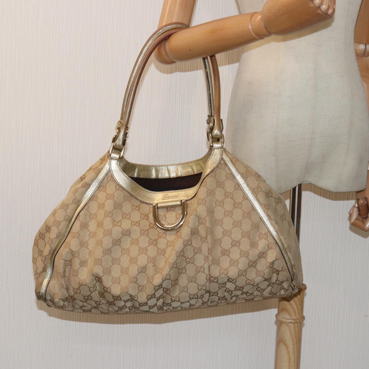 GUCCI GG Canvas Abbey Tote Bag Beige Gold 189835 82100