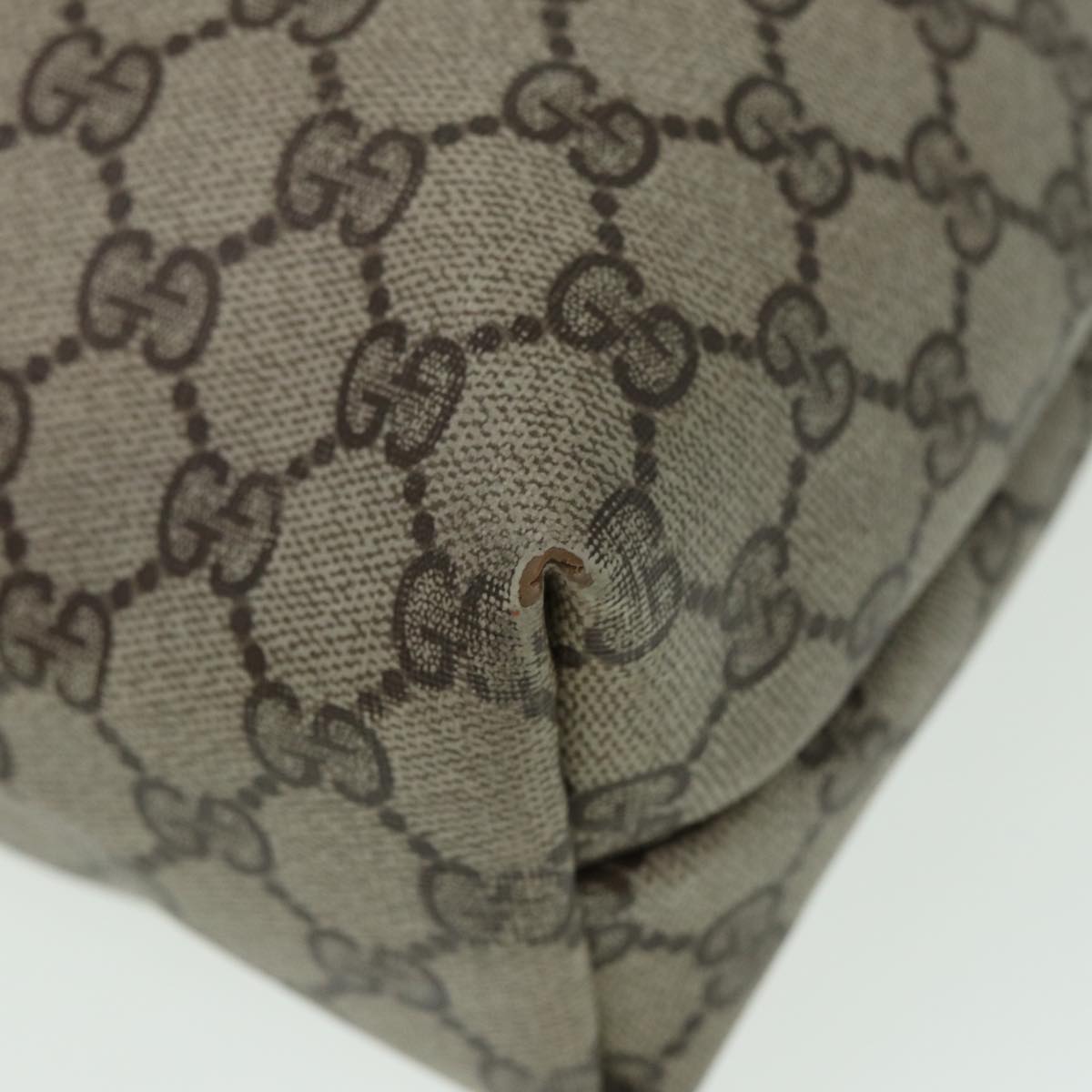 GUCCI GG Supreme Web Sherry Line Tote Bag PVC Leather Beige 39 02 003 82101