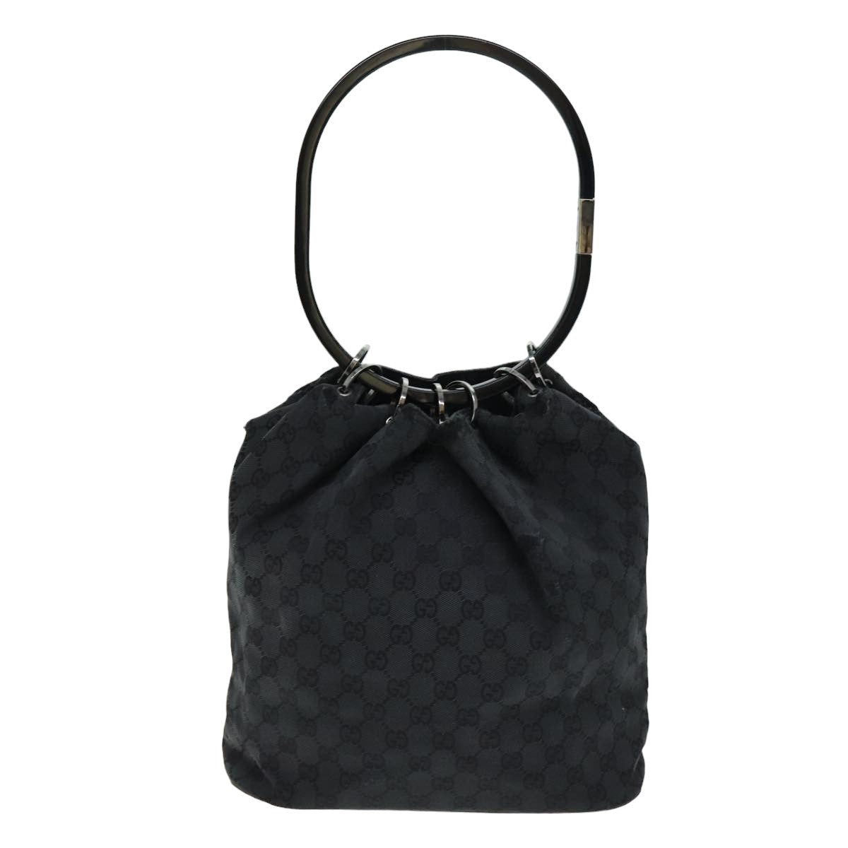 GUCCI GG Canvas Shoulder Bag Black 001 3738 82165