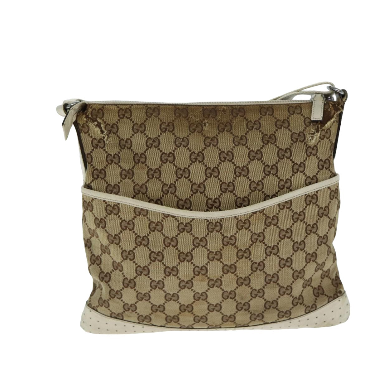 GUCCI GG Canvas Shoulder Bag Beige White 145857 82178