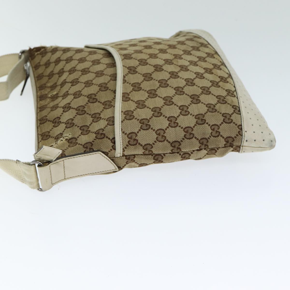 GUCCI GG Canvas Shoulder Bag Beige White 145857 82178