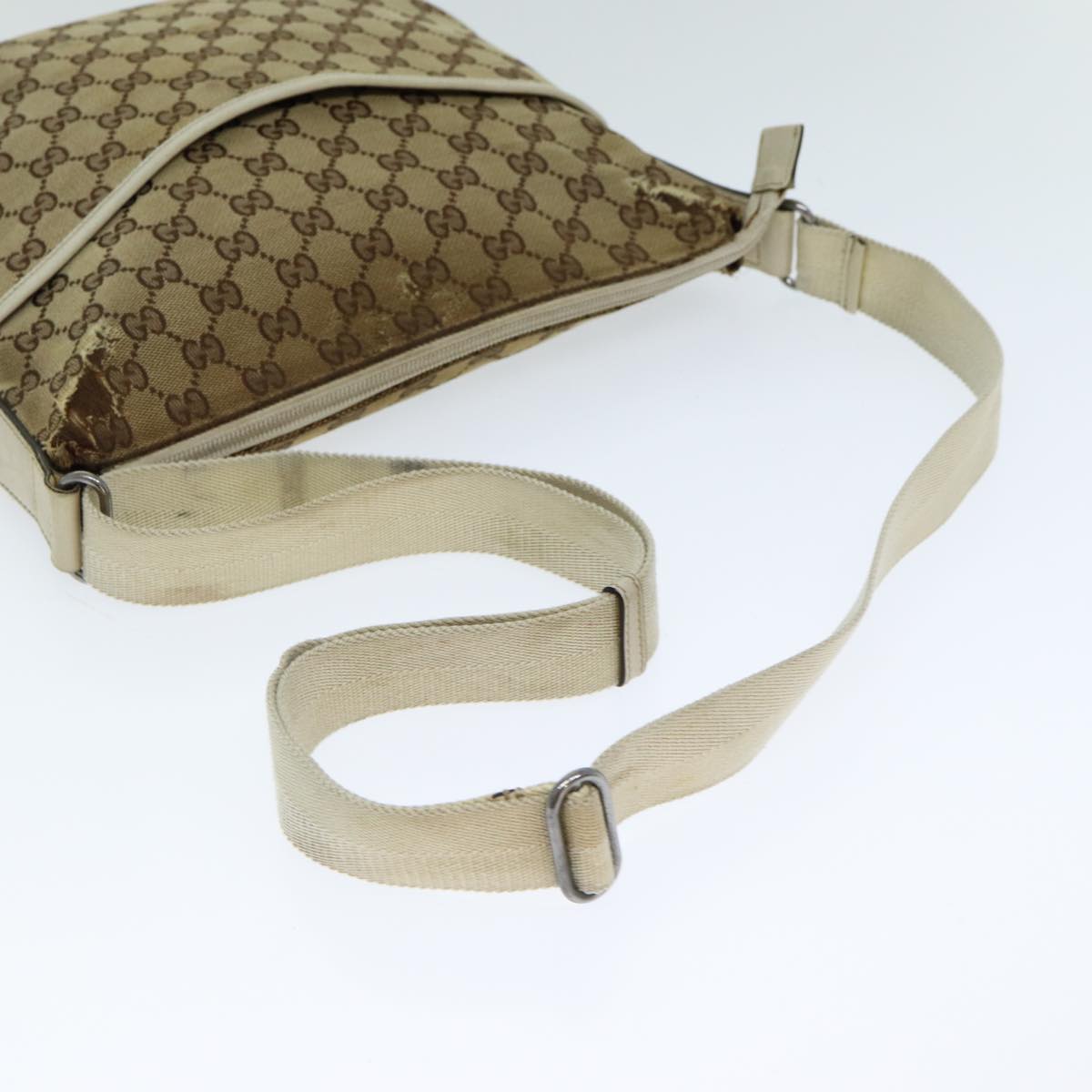 GUCCI GG Canvas Shoulder Bag Beige White 145857 82178