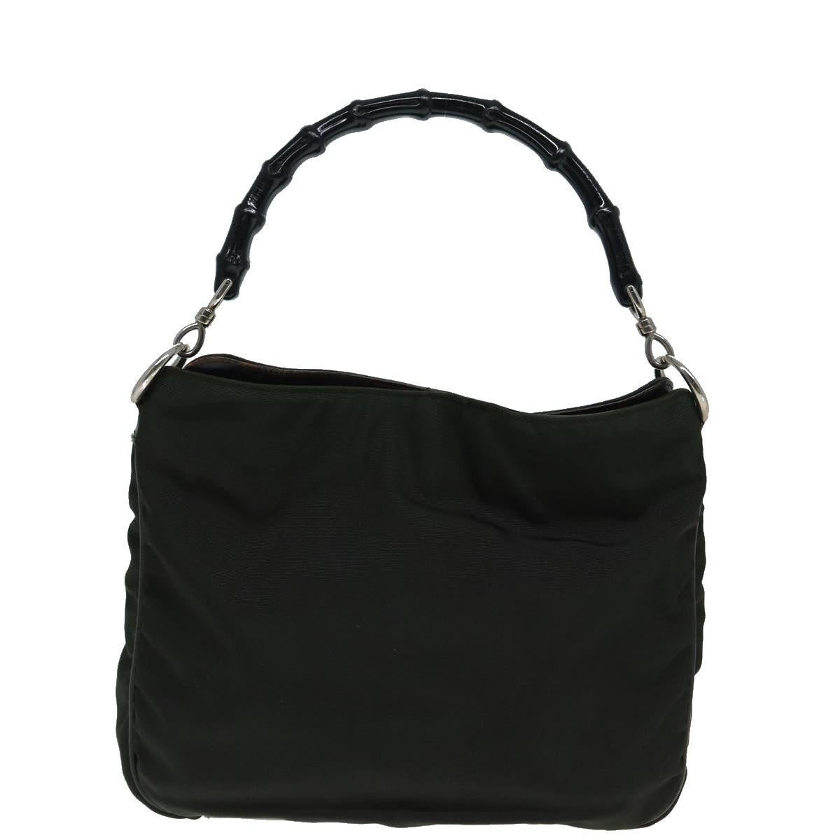 GUCCI Bamboo Hand Bag Nylon 2way Khaki 001 1638 82192
