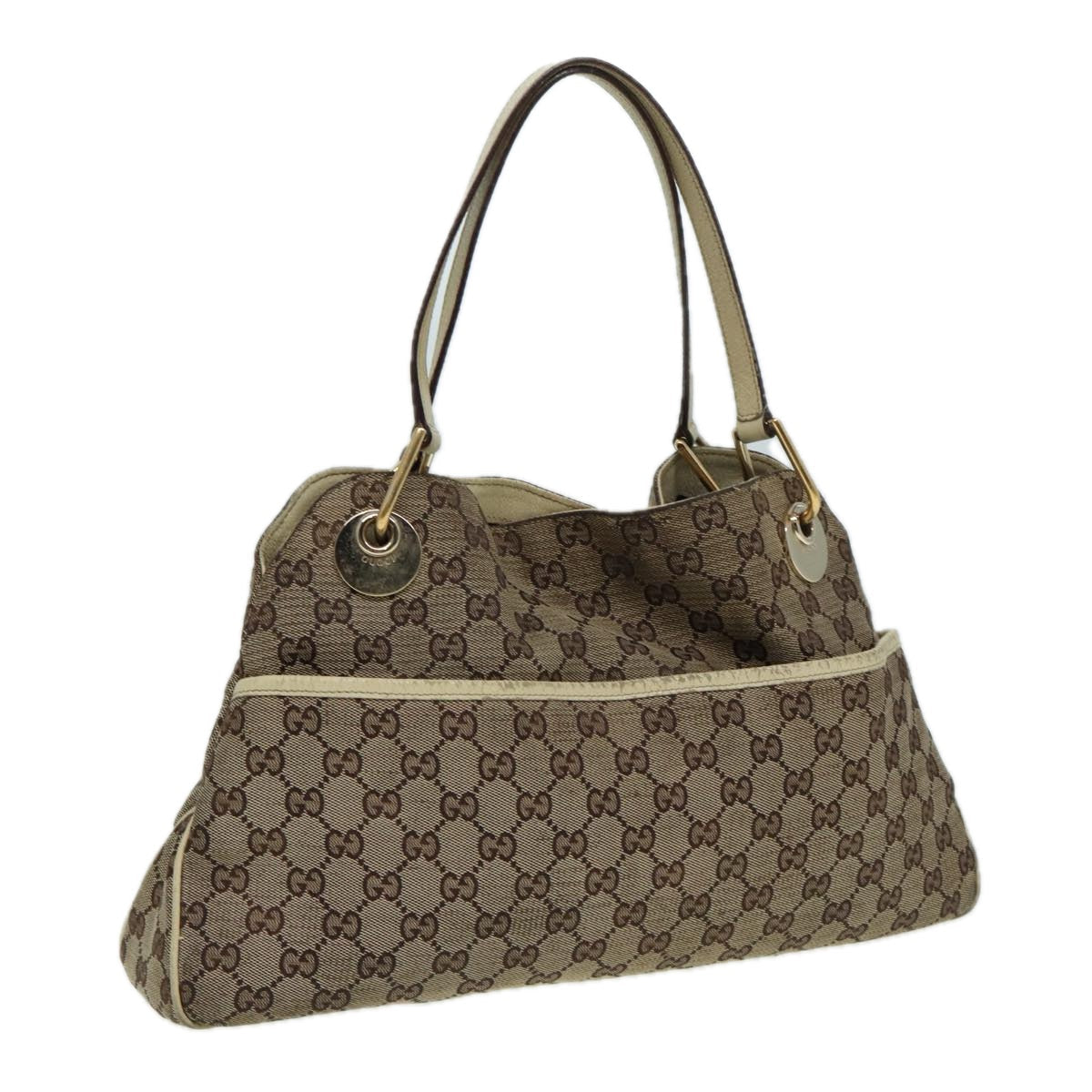 GUCCI GG Canvas Shoulder Bag Beige 121023 82193
