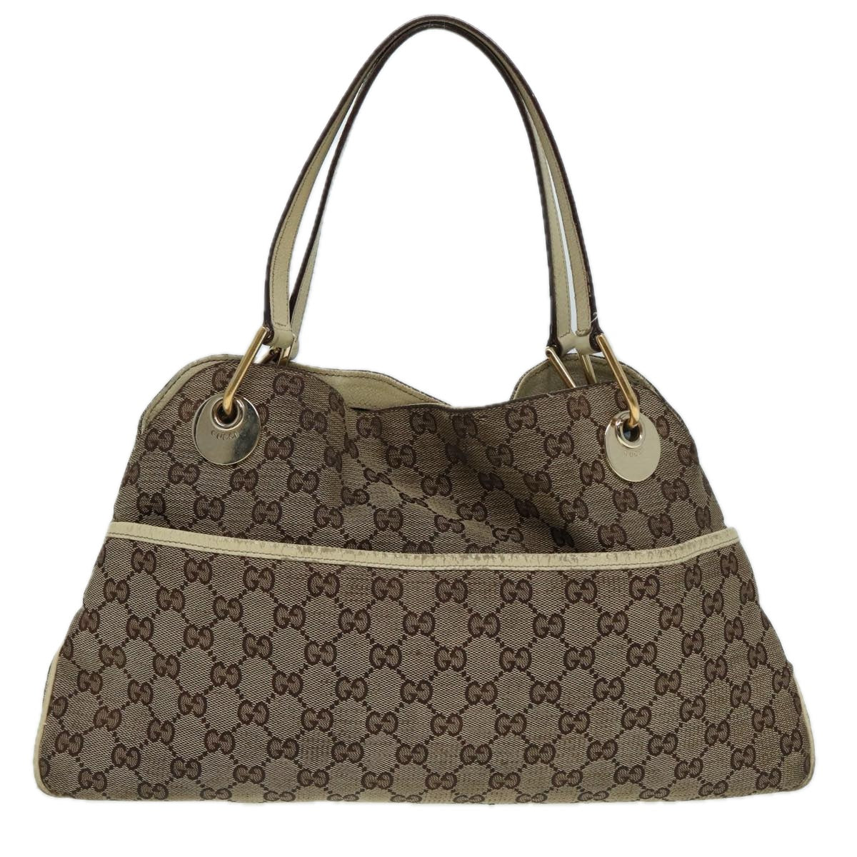 GUCCI GG Canvas Shoulder Bag Beige 121023 82193