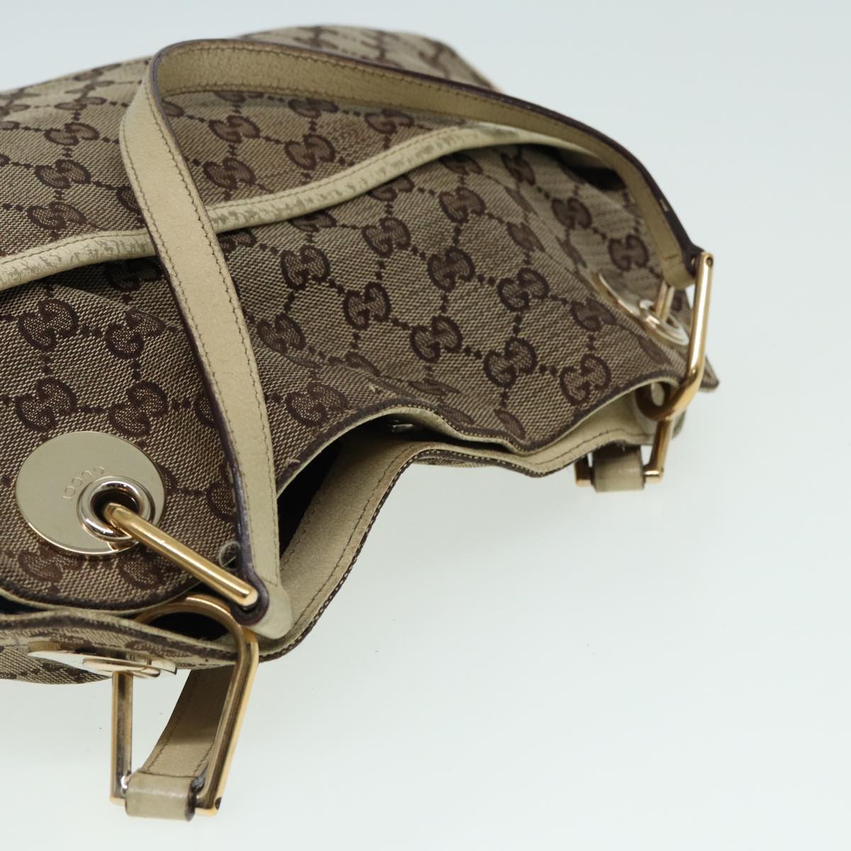 GUCCI GG Canvas Shoulder Bag Beige 121023 82193