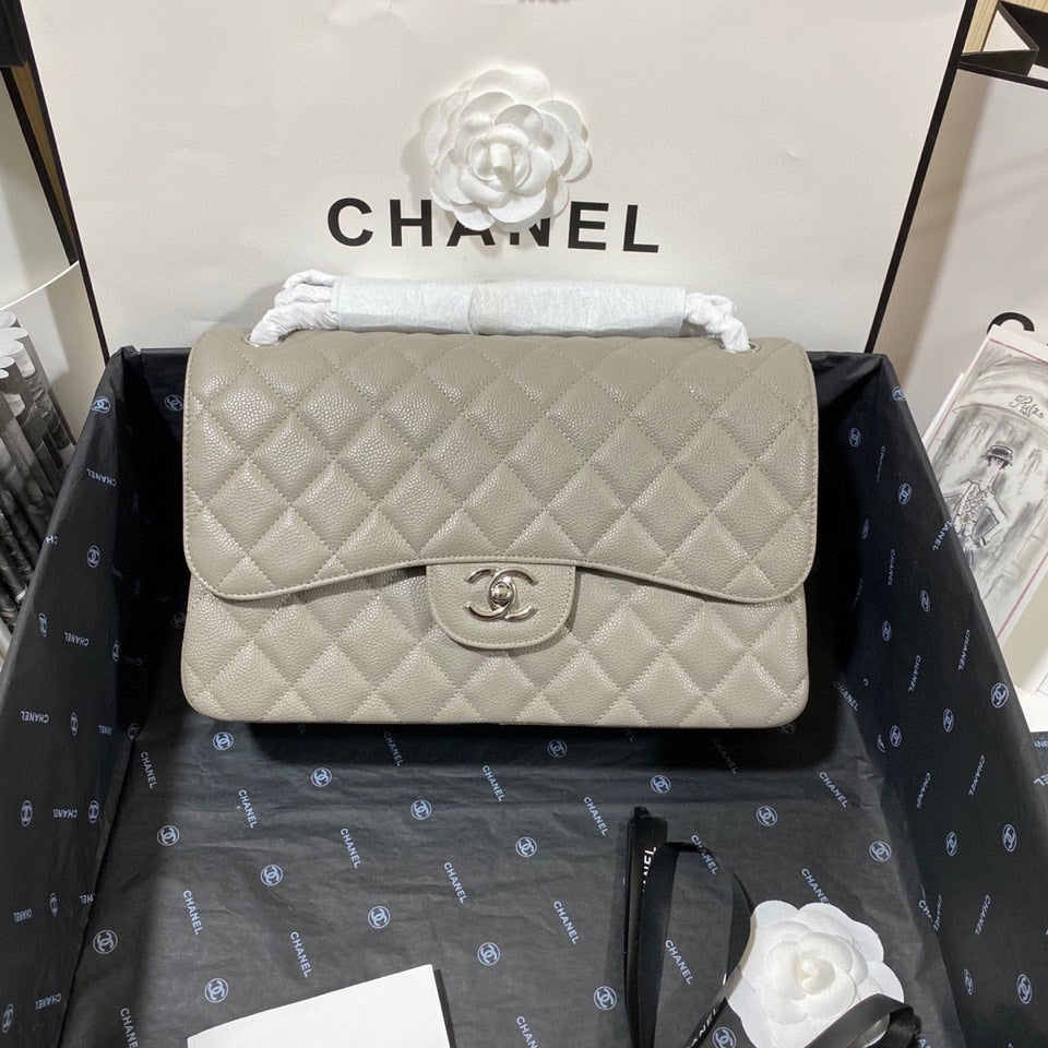 CHLLarge Classic Handbag Silver Hardware Grey For Women Handbags, Shoulder Bags 11.8in/30cm