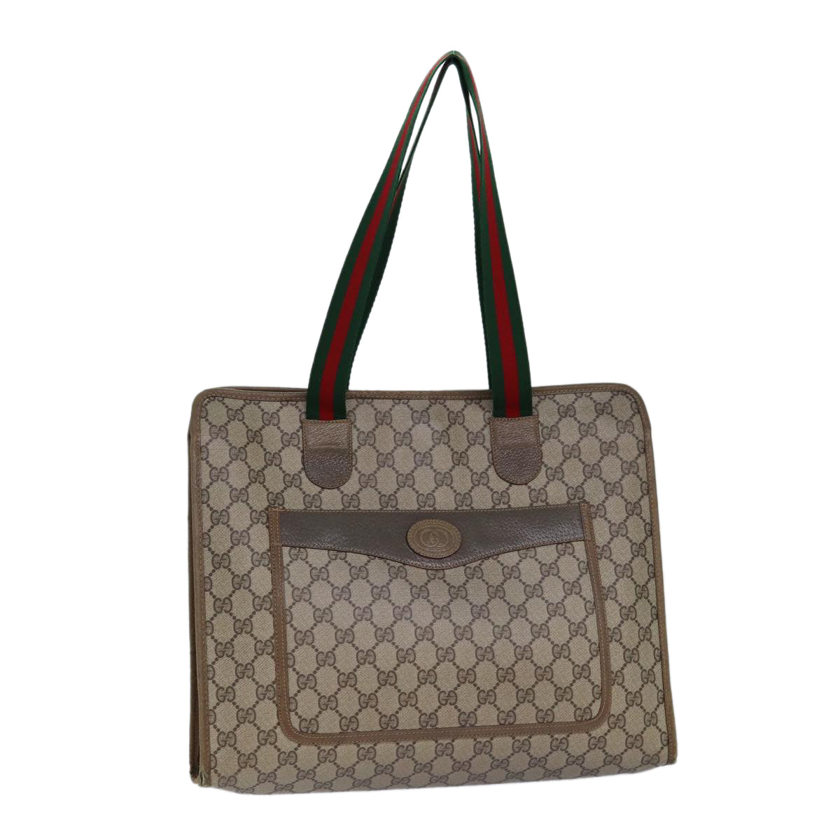GUCCI GG Supreme Tote Bag WebSherry Line PVC Beige 89.02.997 82256
