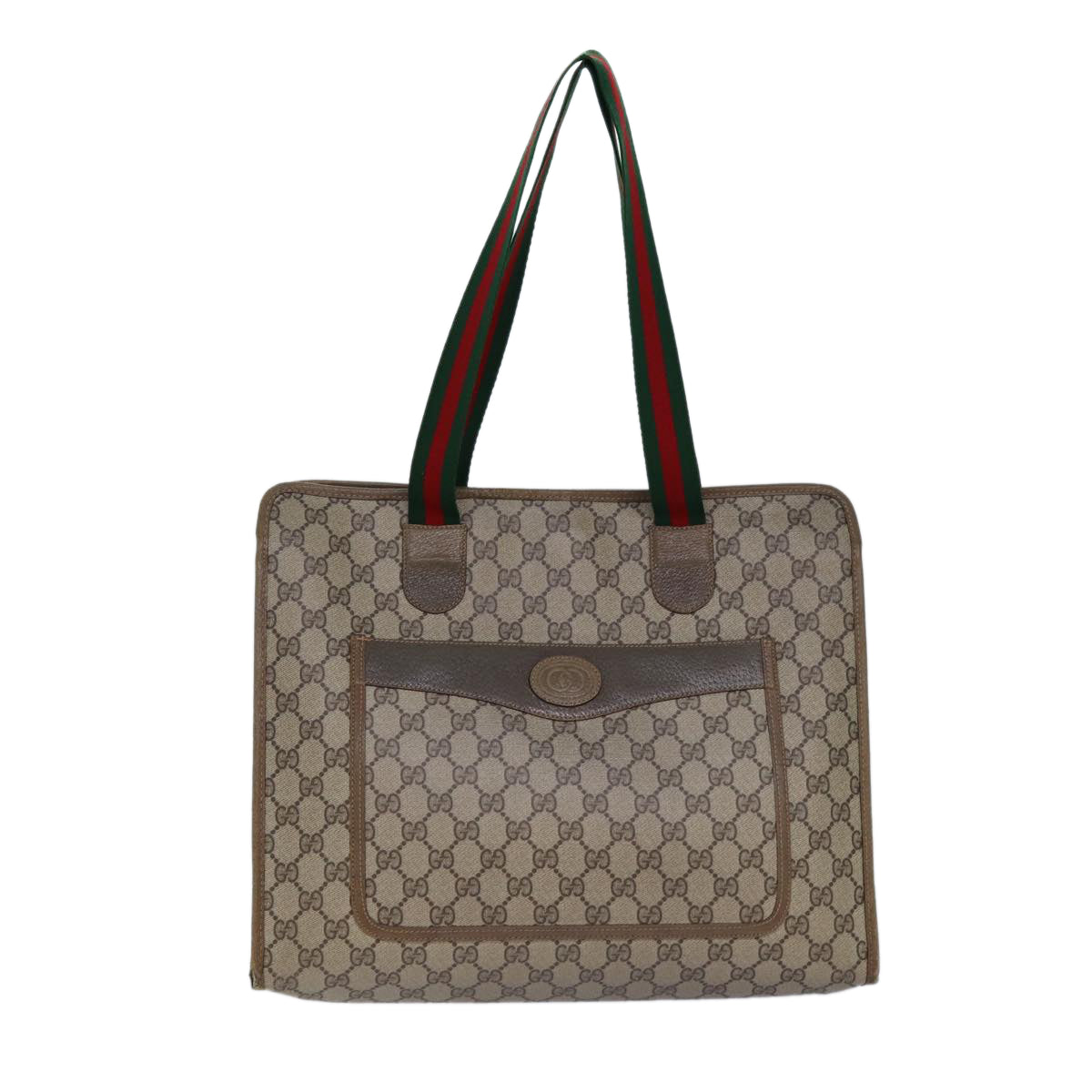 GUCCI GG Supreme Tote Bag WebSherry Line PVC Beige 89.02.997 82256