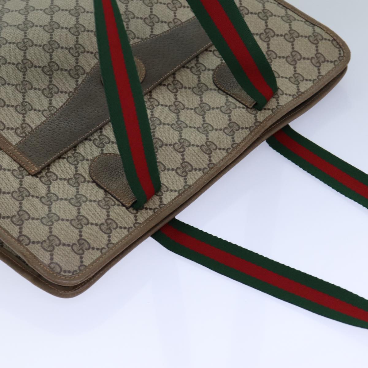 GUCCI GG Supreme Tote Bag WebSherry Line PVC Beige 89.02.997 82256