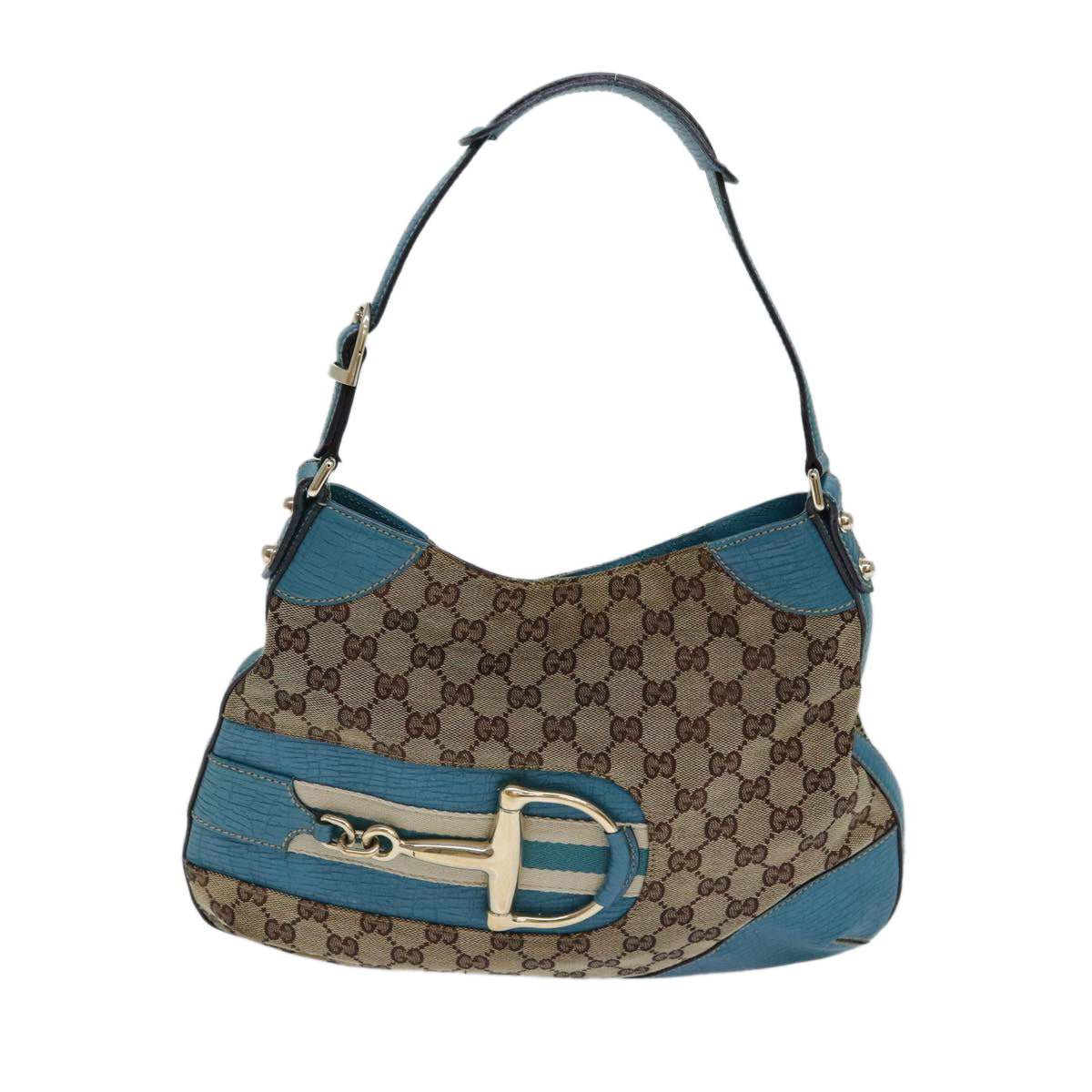 GUCCI Horsebit Sherry Line GG Canvas Shoulder Bag Beige 137388 82262