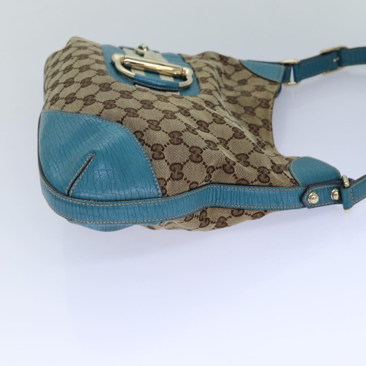 GUCCI Horsebit Sherry Line GG Canvas Shoulder Bag Beige 137388 82262