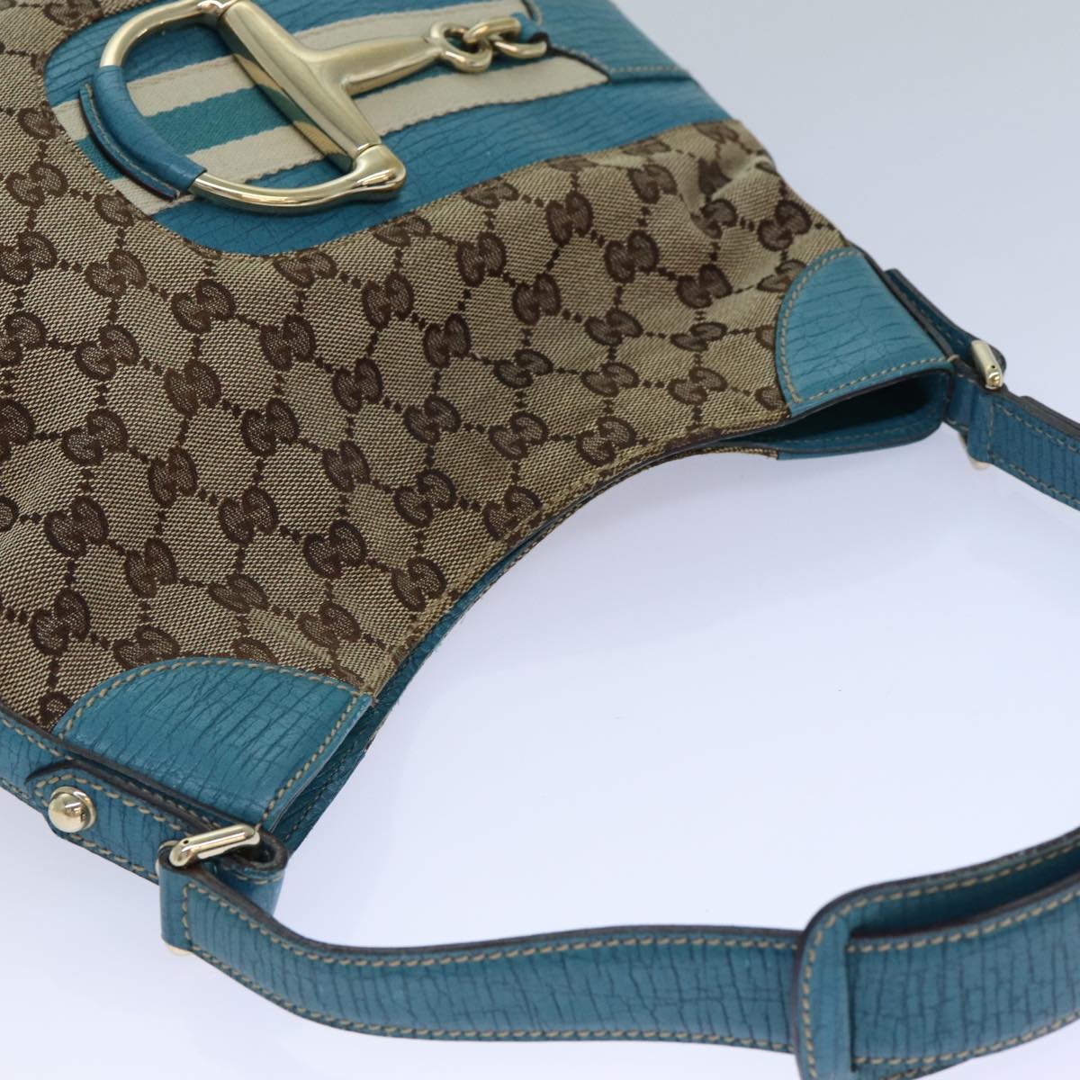 GUCCI Horsebit Sherry Line GG Canvas Shoulder Bag Beige 137388 82262