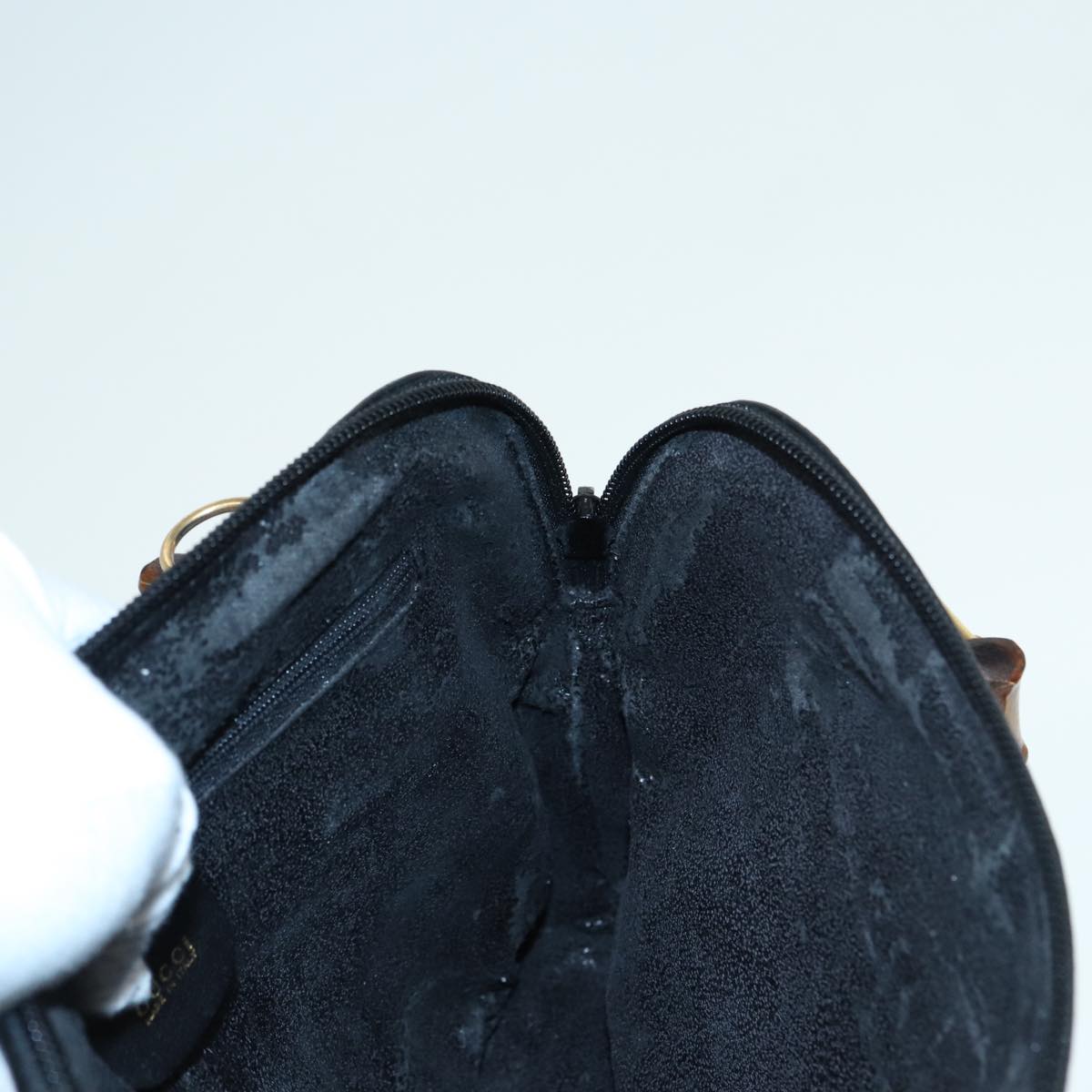 GUCCI Bamboo Hand Bag Leather 2way Black 000 090 0290 82700