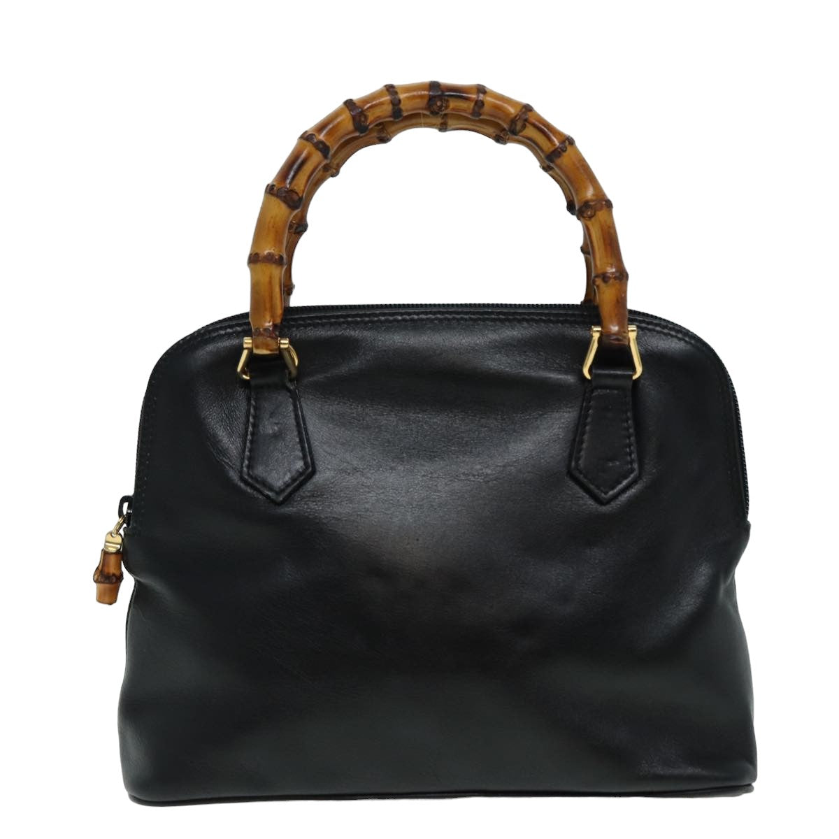 GUCCI Bamboo Hand Bag Leather 2way Black 000 090 0290 82700