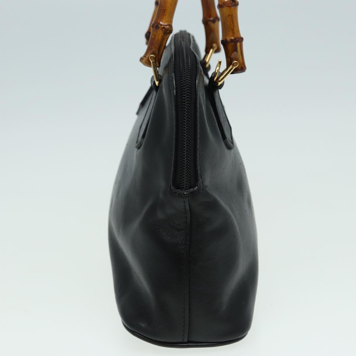 GUCCI Bamboo Hand Bag Leather 2way Black 000 090 0290 82700
