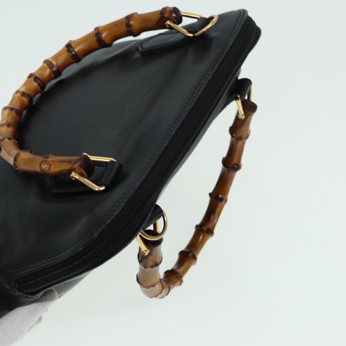 GUCCI Bamboo Hand Bag Leather 2way Black 000 090 0290 82700