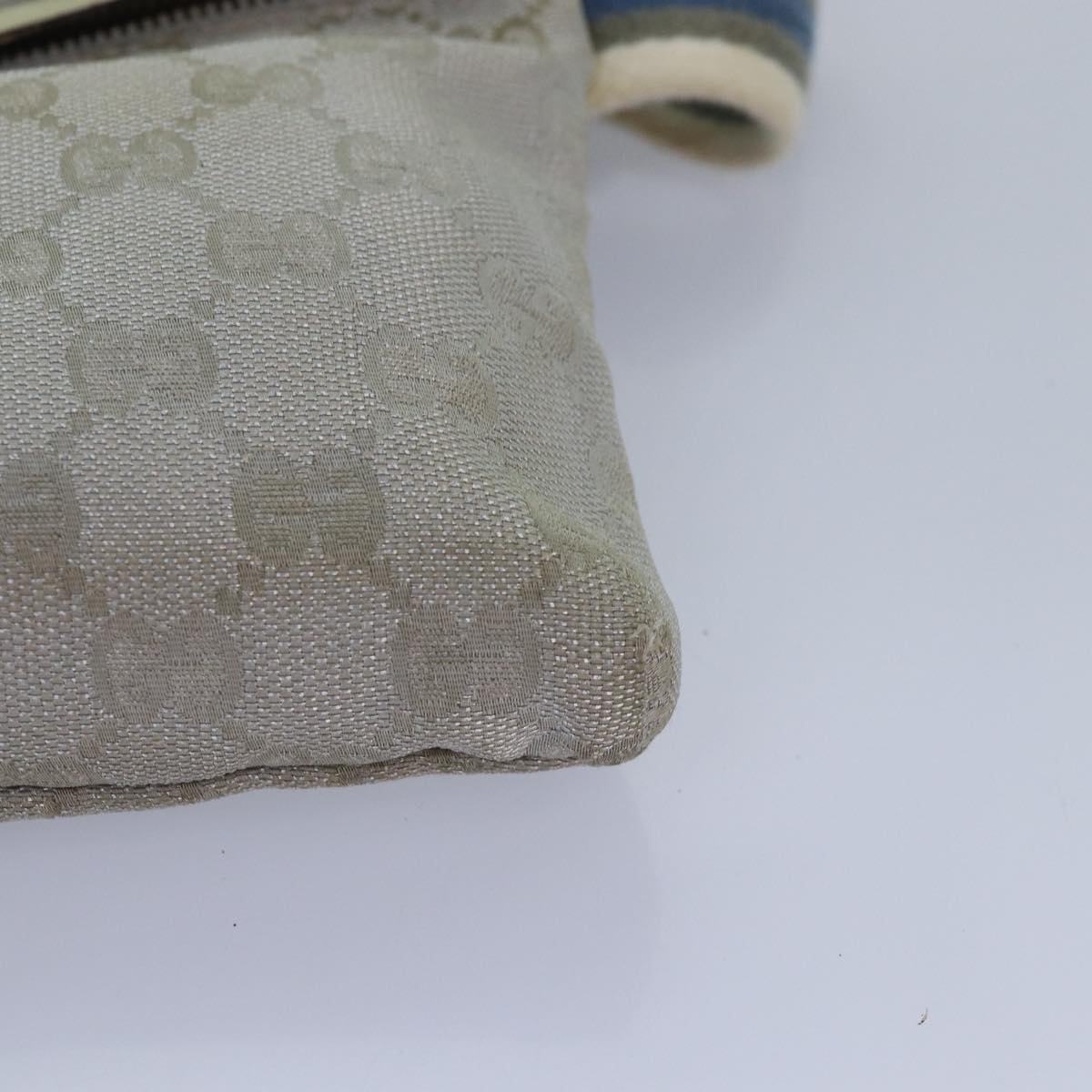 GUCCI GG Canvas Sherry Line Waist bag Silver Blue Gray 28566 82701