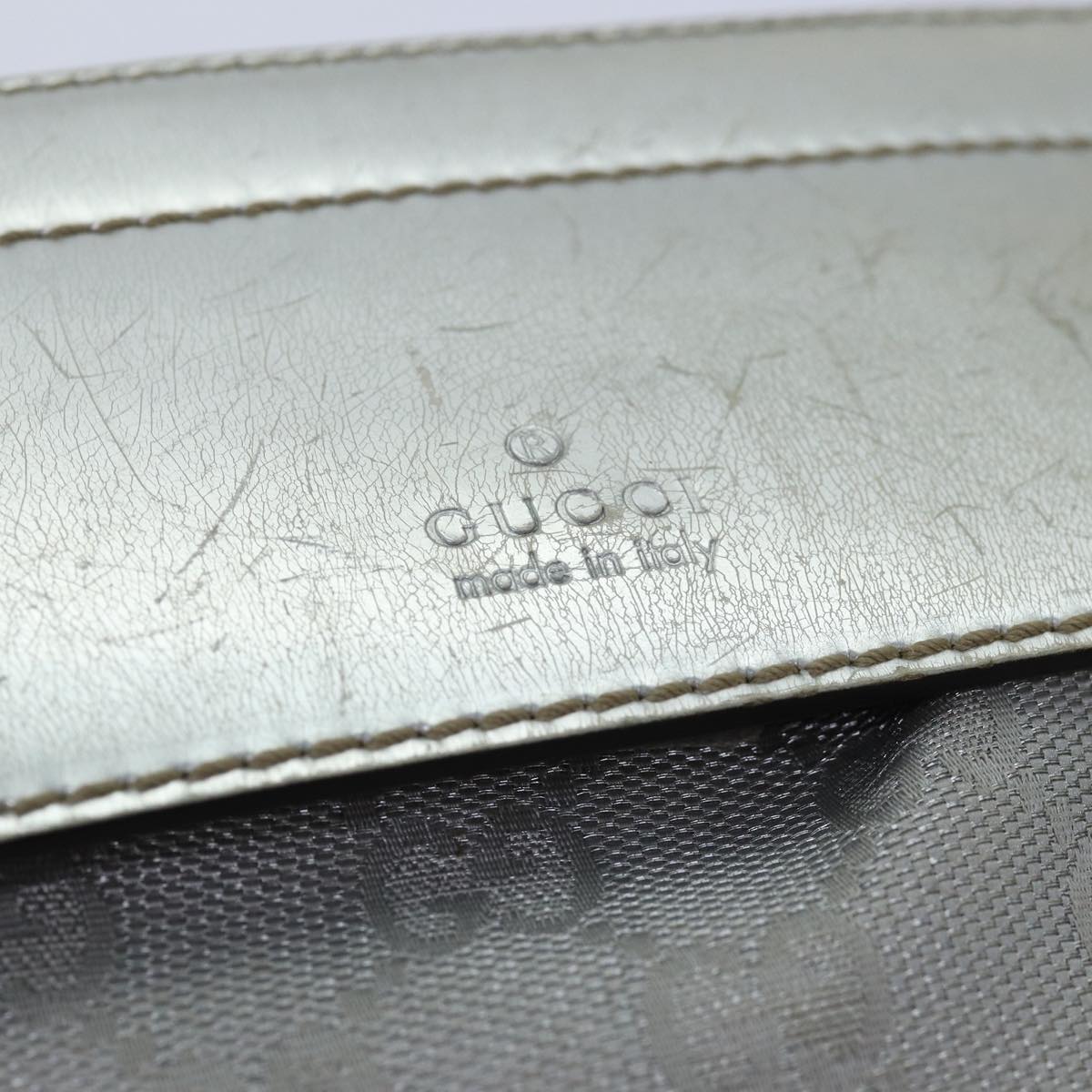 GUCCI GG Canvas Sherry Line Waist bag Silver Blue Gray 28566 82701