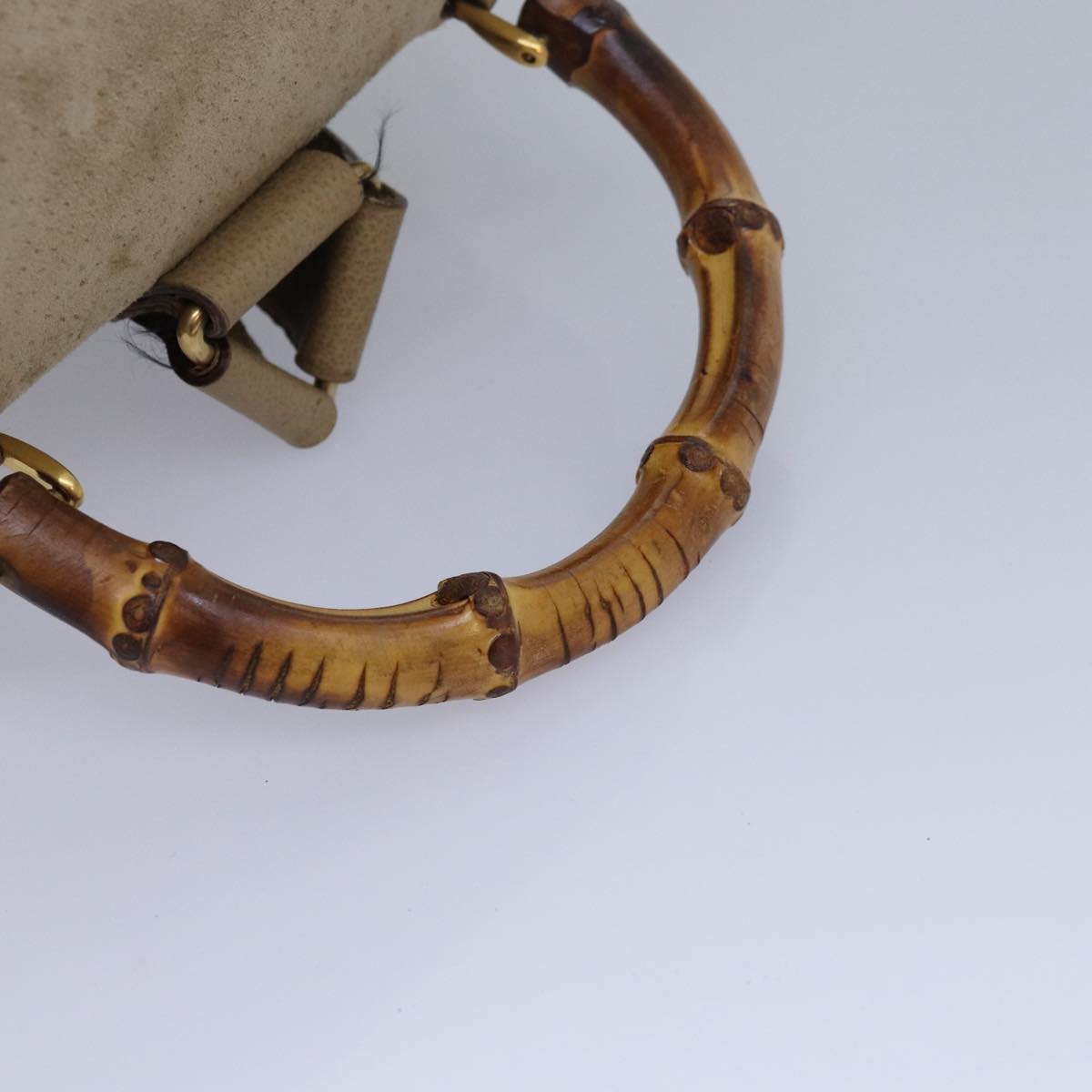 GUCCI Bamboo Backpack Suede Beige 003 2058 0016 82702