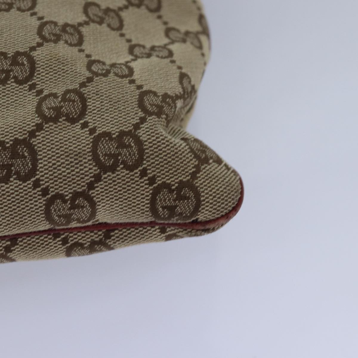 GUCCI GG Canvas Shoulder Bag Beige Red 113013 82709
