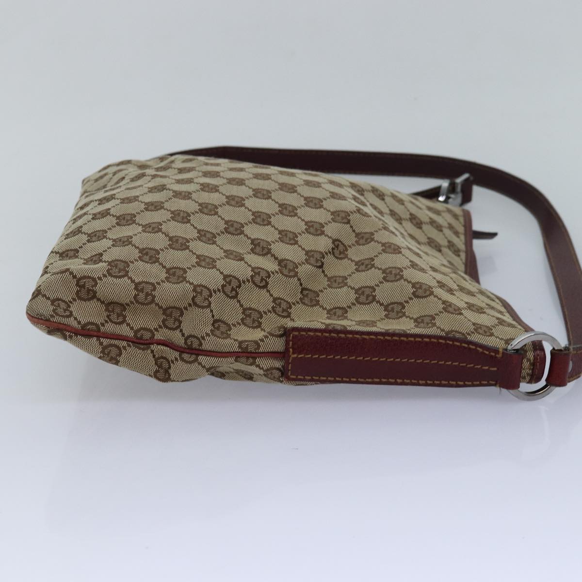 GUCCI GG Canvas Shoulder Bag Beige Red 113013 82709