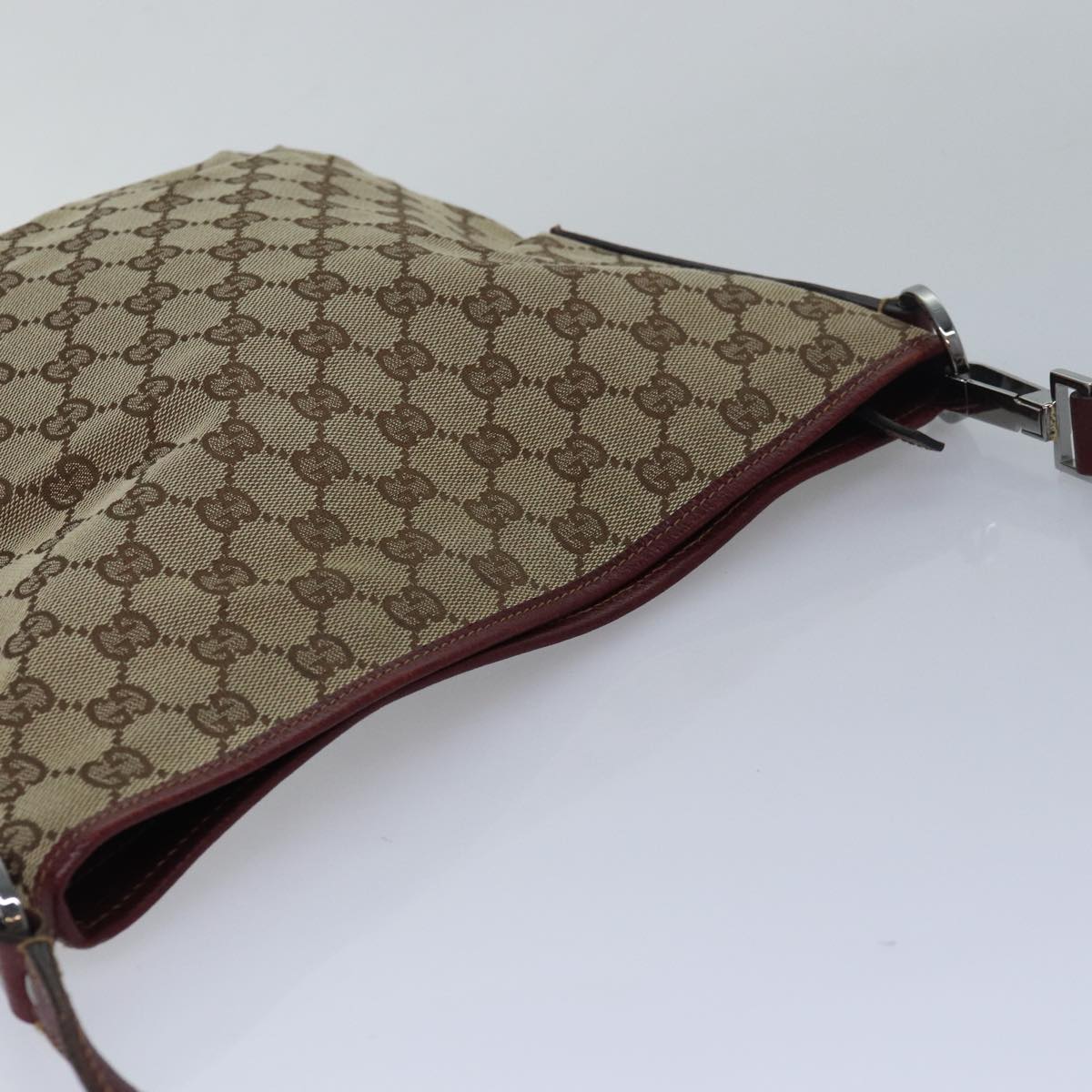 GUCCI GG Canvas Shoulder Bag Beige Red 113013 82709