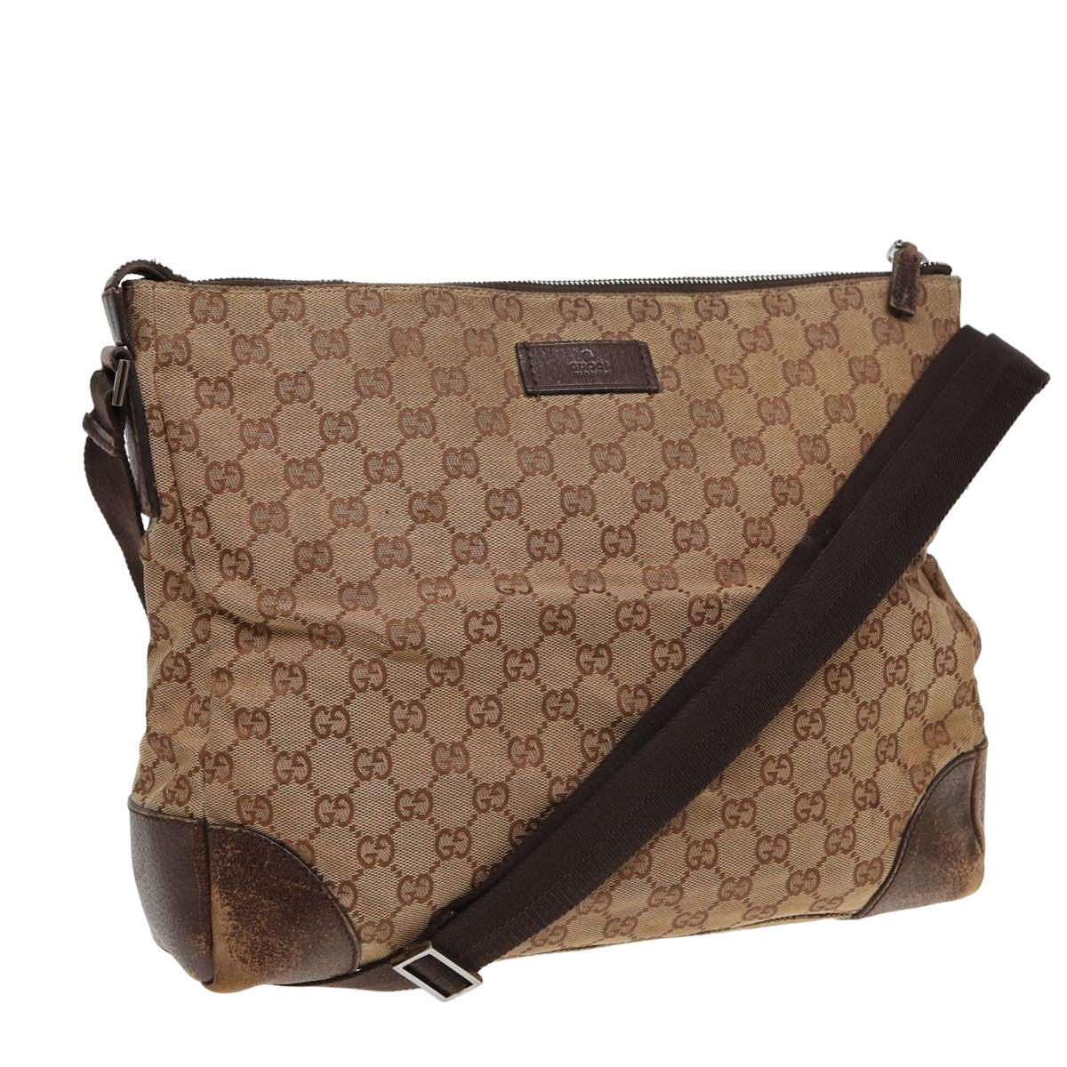 GUCCI GG Canvas Shoulder Bag Beige 110054 82710
