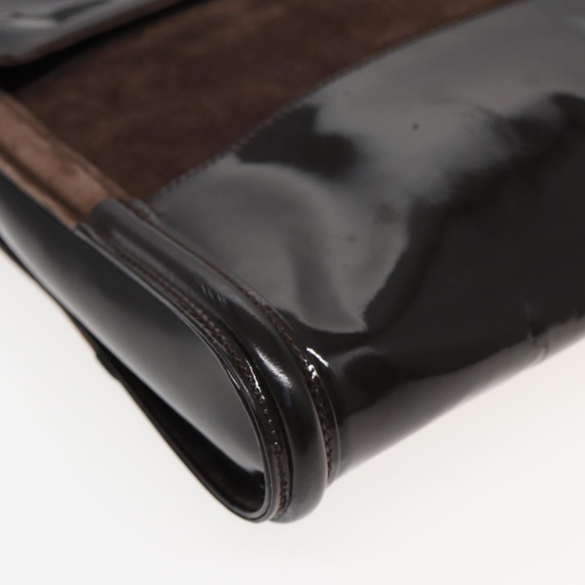 GUCCI Tote Bag Enamel Suede Brown 82713