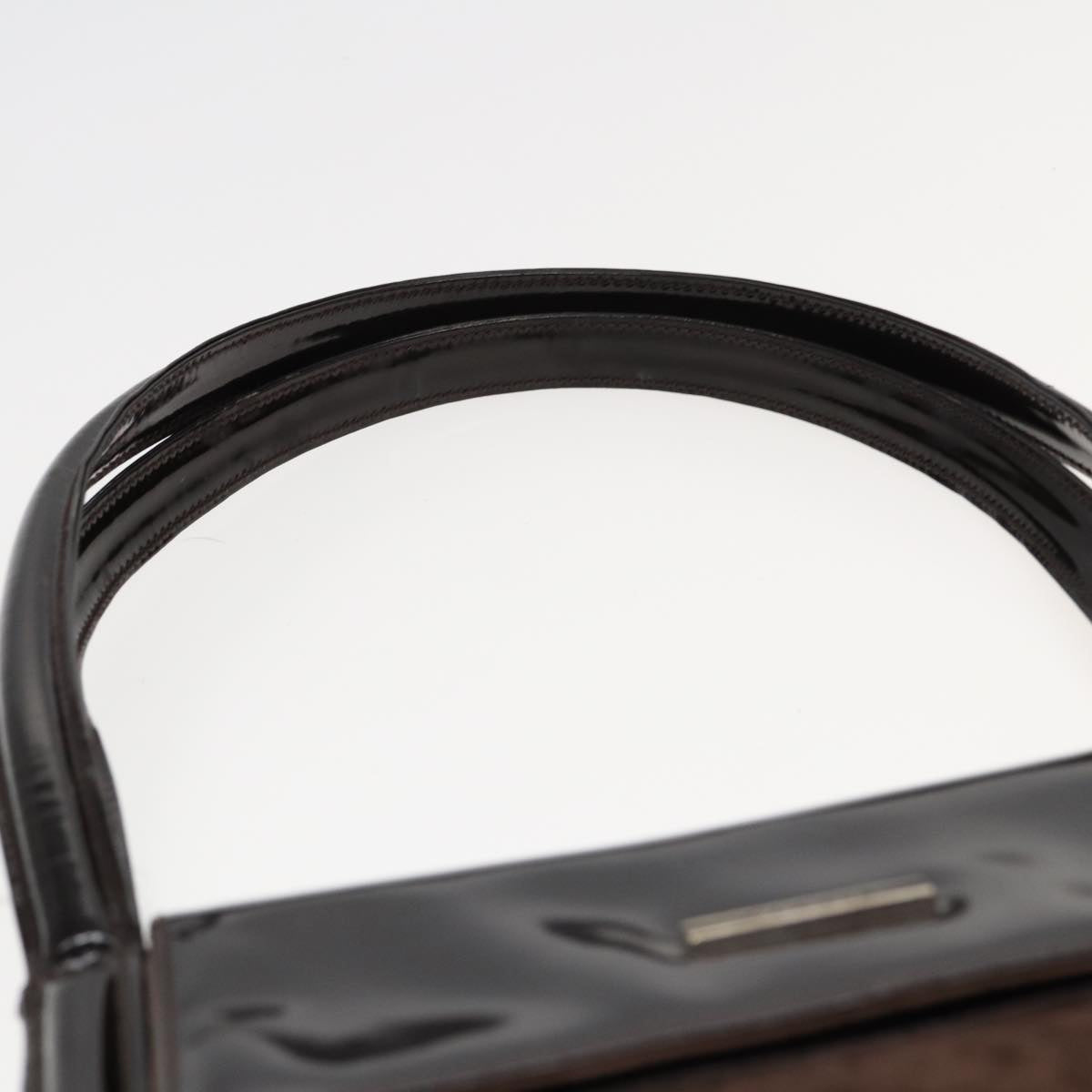 GUCCI Tote Bag Enamel Suede Brown 82713