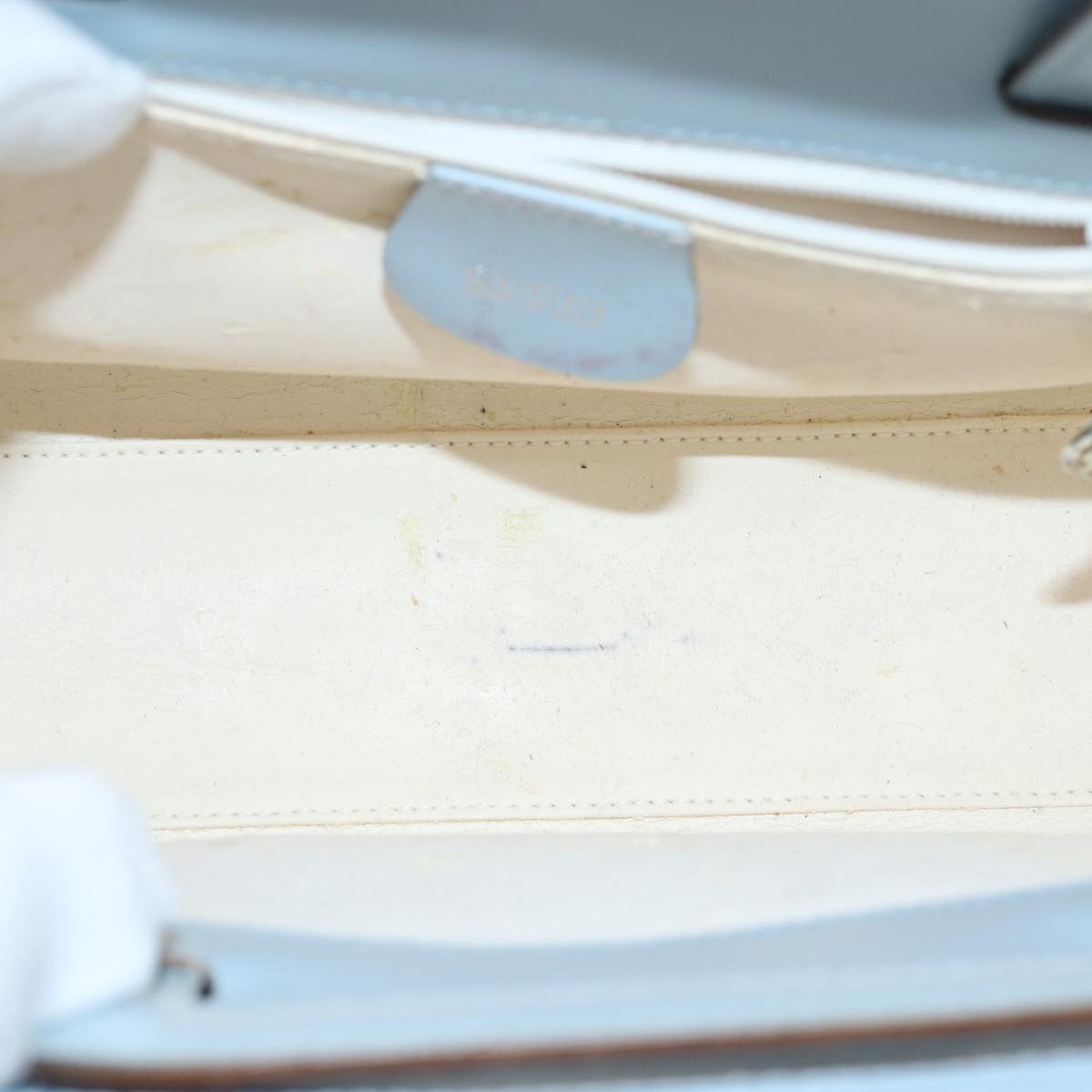 GUCCI Hand Bag Vinyl Light Blue 82716