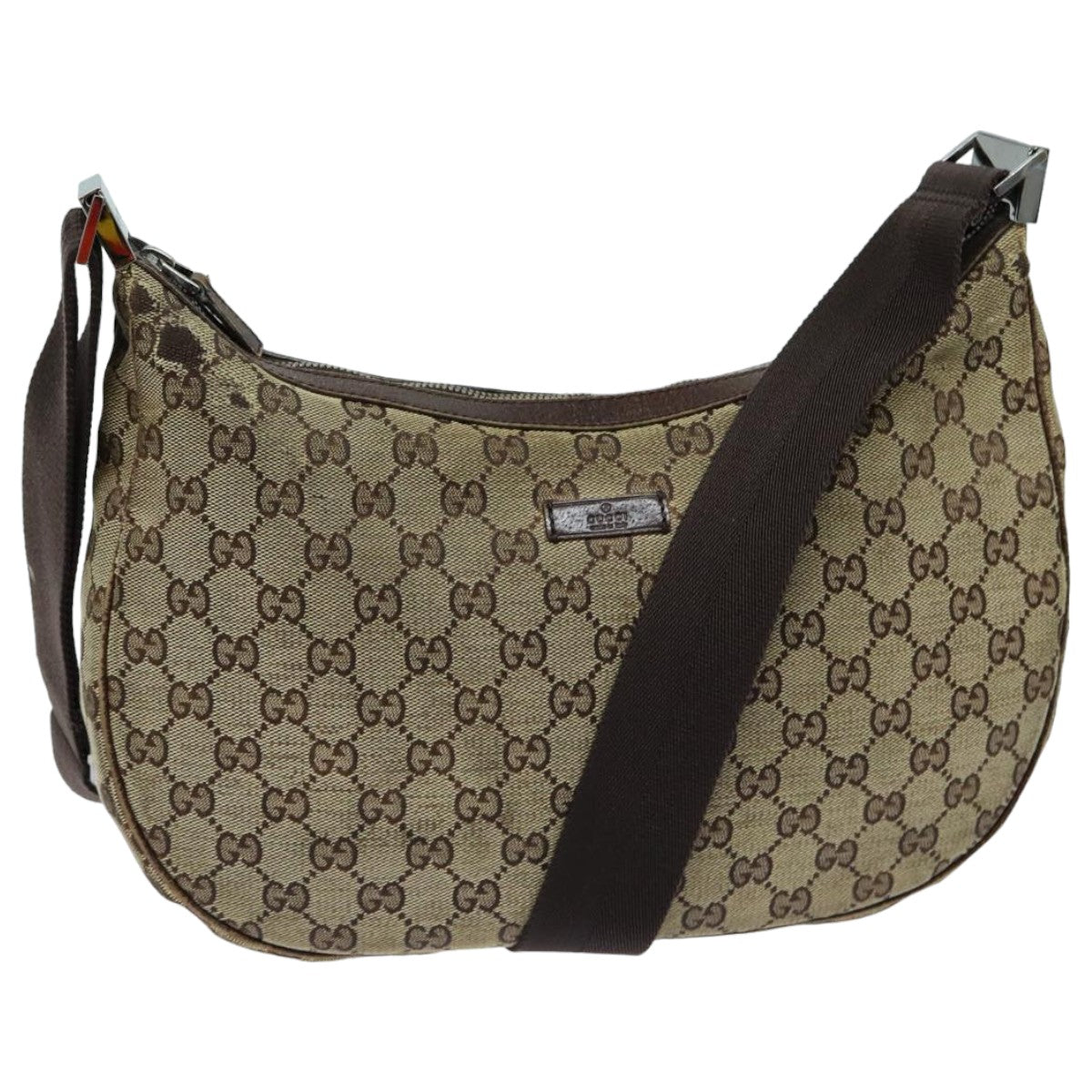 GUCCI GG Canvas Shoulder Bag Beige Brown 122709 82825