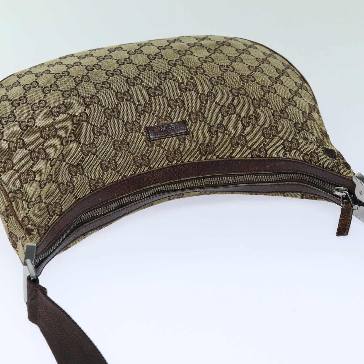 GUCCI GG Canvas Shoulder Bag Beige Brown 122709 82825