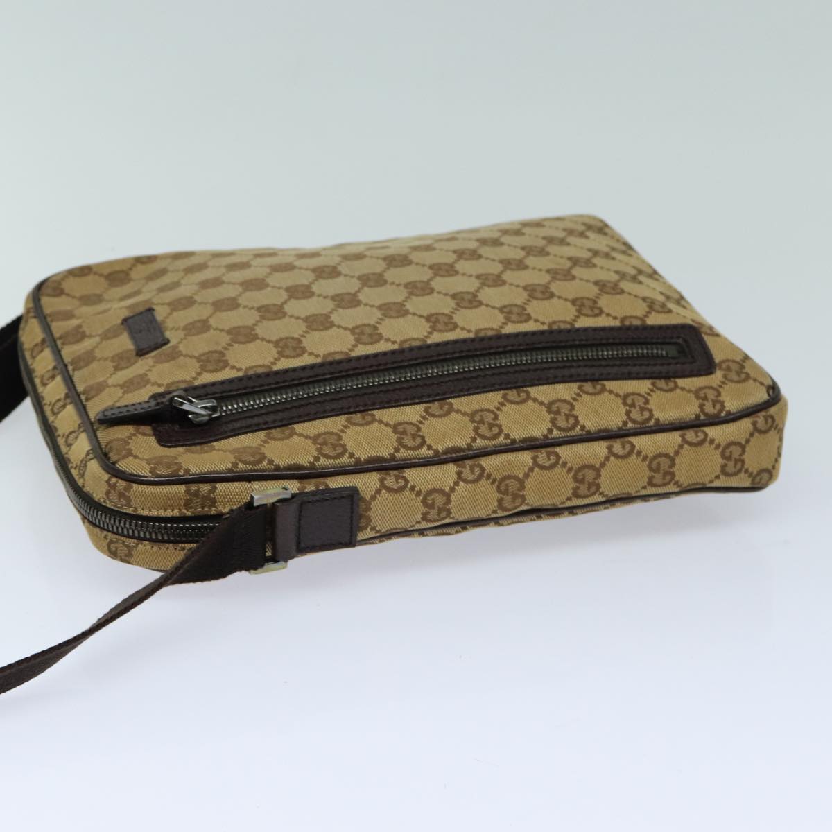 GUCCI GG Canvas Shoulder Bag Beige Brown 122760 82827
