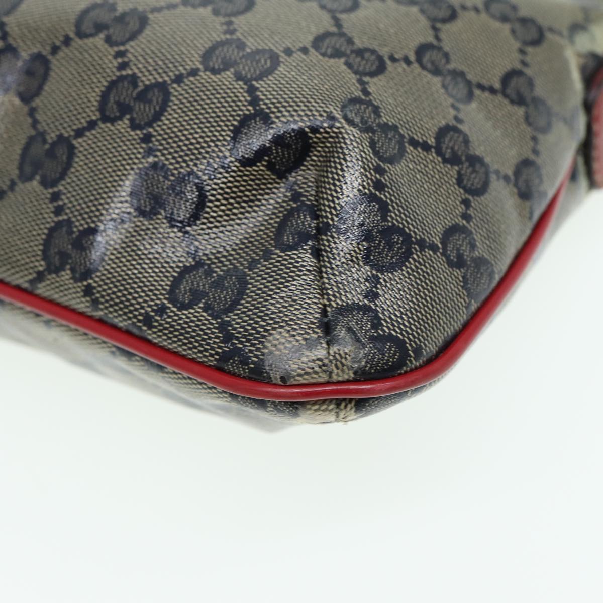 GUCCI GG Crystal Shoulder Bag Beige Red 189749 82868