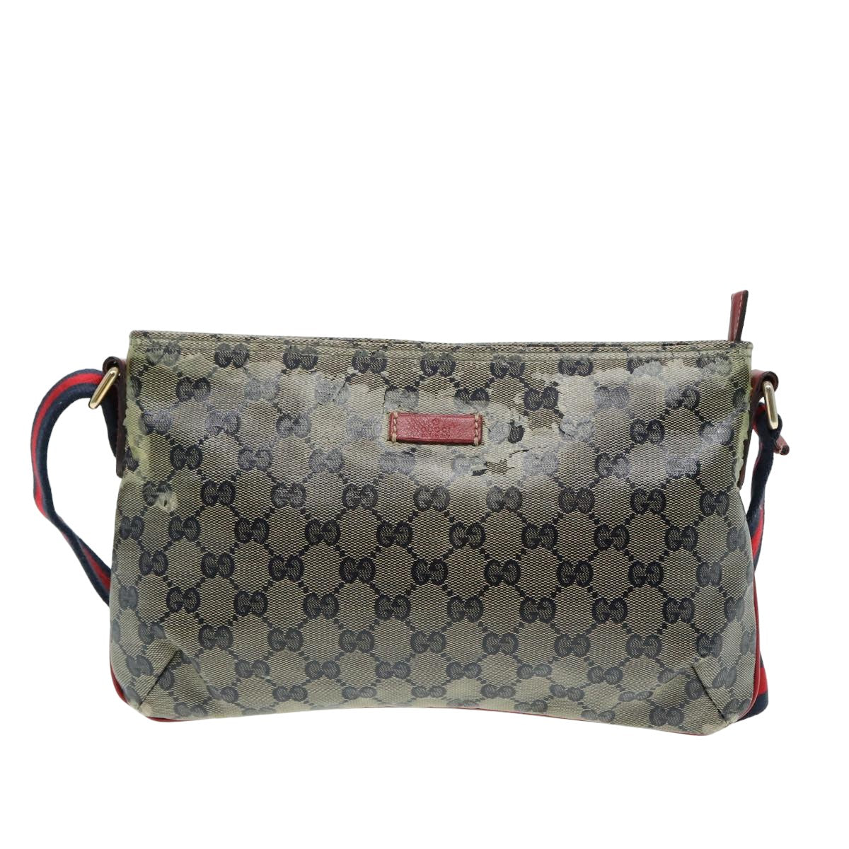 GUCCI GG Crystal Shoulder Bag Beige Red 189749 82868