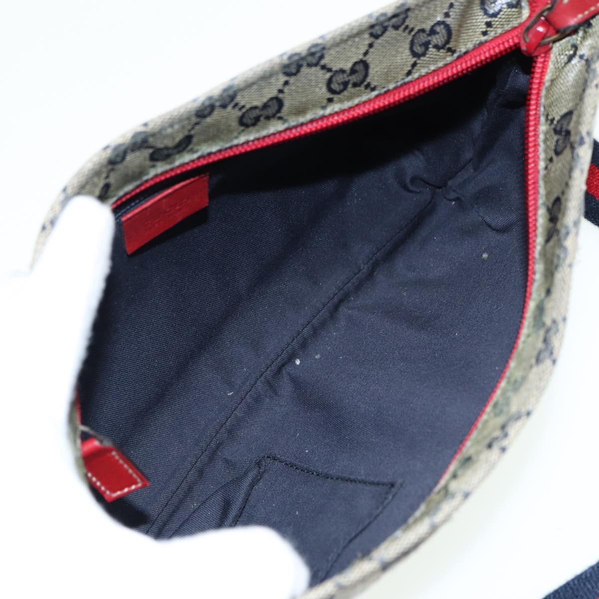 GUCCI GG Crystal Shoulder Bag Beige Red 189749 82868