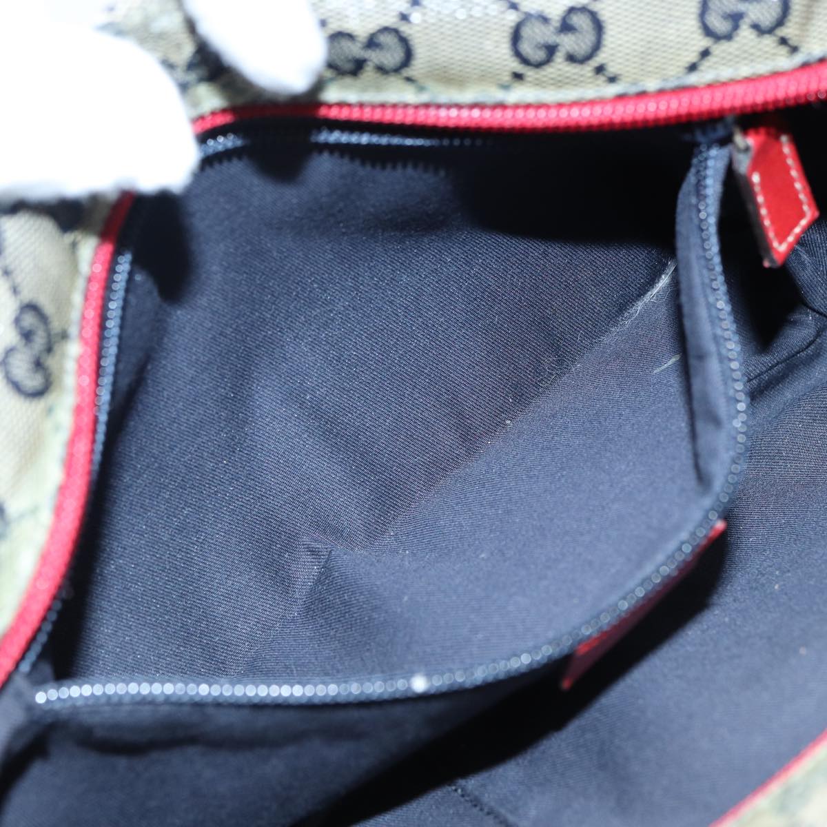 GUCCI GG Crystal Shoulder Bag Beige Red 189749 82868