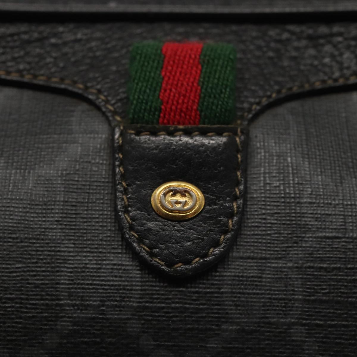 GUCCI GG Supreme Web Sherry Line Shoulder Bag PVC Black 89 02 066 82869