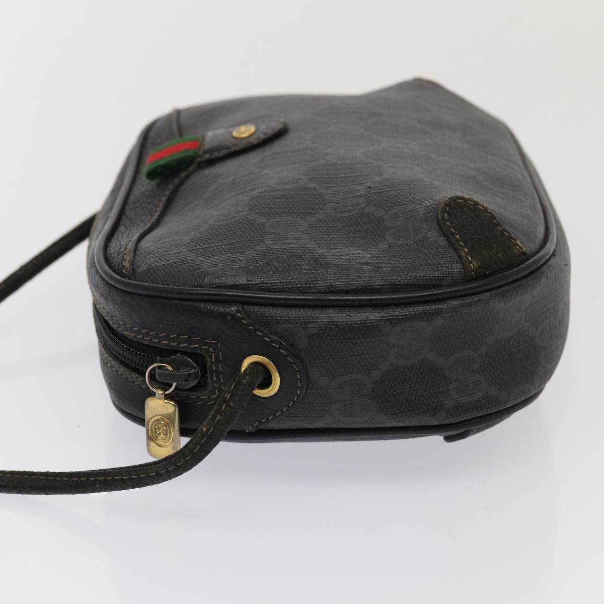 GUCCI GG Supreme Web Sherry Line Shoulder Bag PVC Black 89 02 066 82869