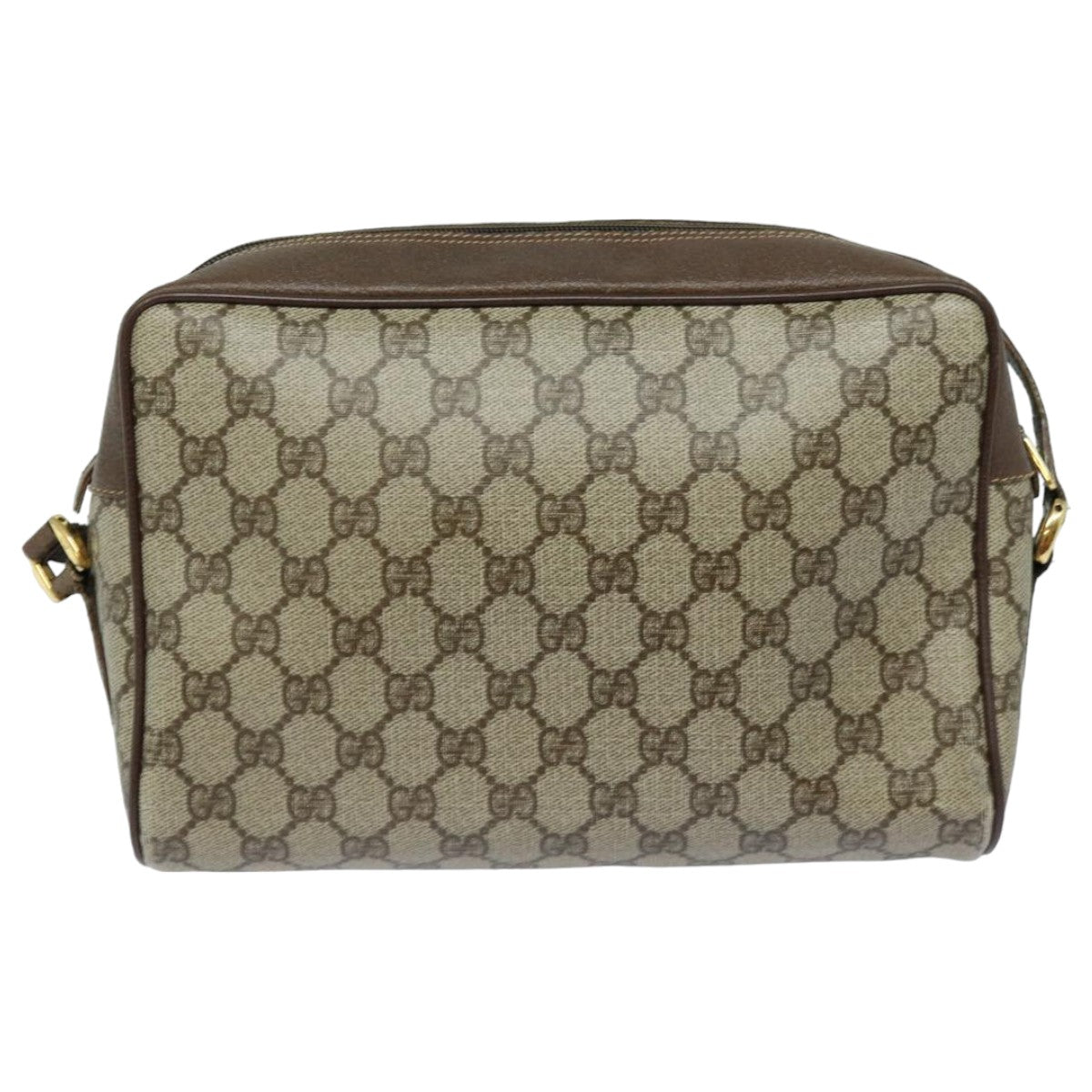 GUCCI GG Supreme Web Sherry Line Shoulder Bag PVC Beige Red 82870