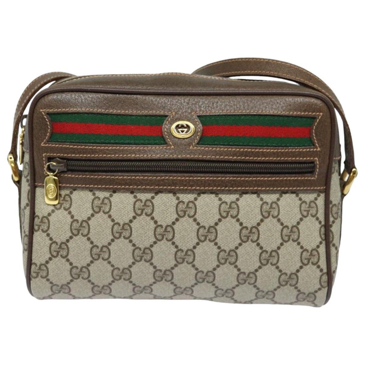 GUCCI GG Supreme Web Sherry Line Shoulder Bag PVC Beige Red 56 02 087 82871