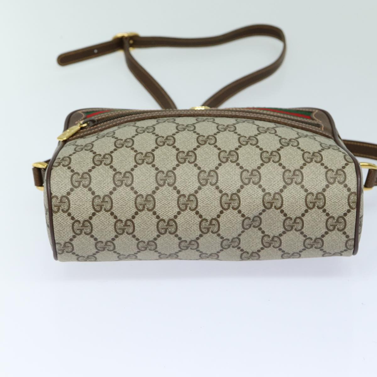 GUCCI GG Supreme Web Sherry Line Shoulder Bag PVC Beige Red 56 02 087 82871