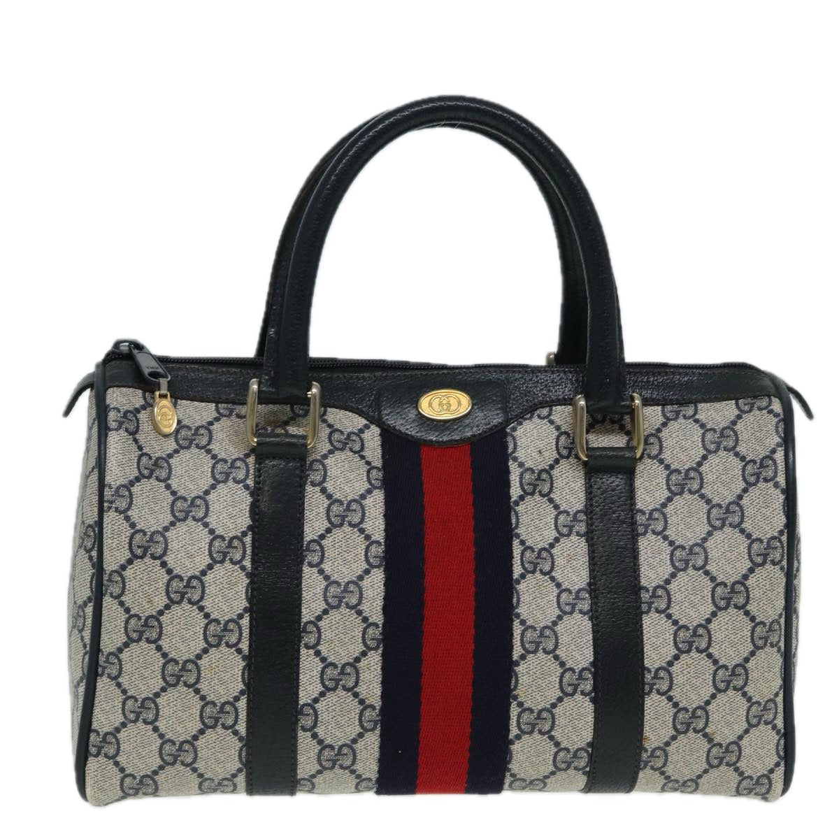 GUCCI GG Supreme Boston Bag PVC Leather Navy 904 02 006 82876