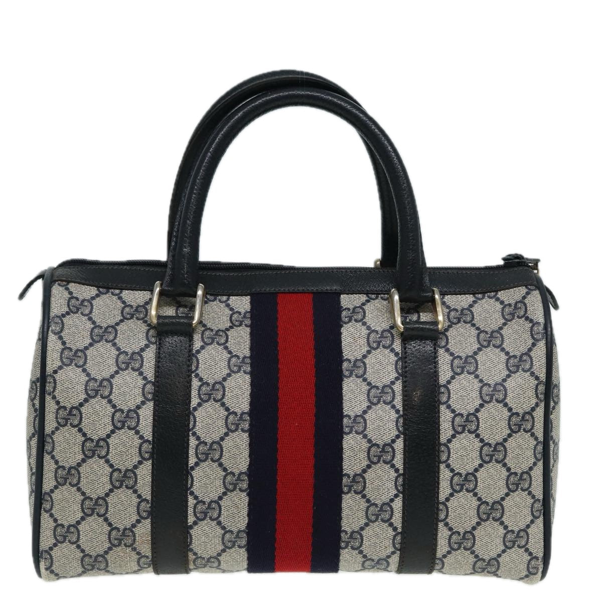 GUCCI GG Supreme Boston Bag PVC Leather Navy 904 02 006 82876