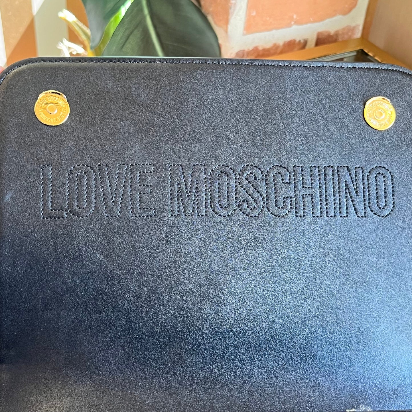 LOVE MOSCHINO Faux Leather Studded Flap Bag TS4036