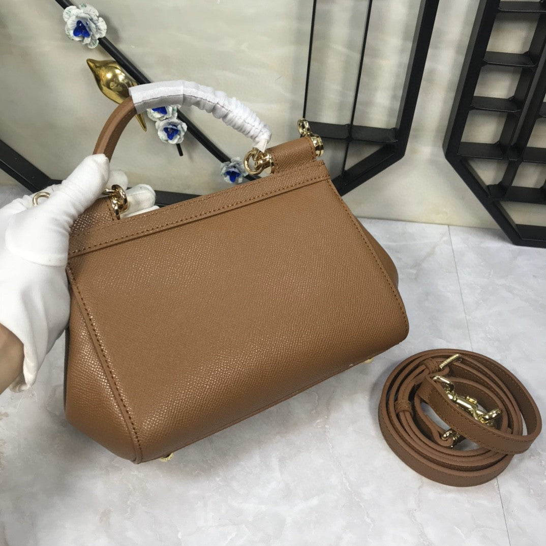 GLAMI MeGLAMIum Sicily Handbag In Dauphine Brown For Women 10.2in/26cm GLAMI GLAMI4347A10018M417
