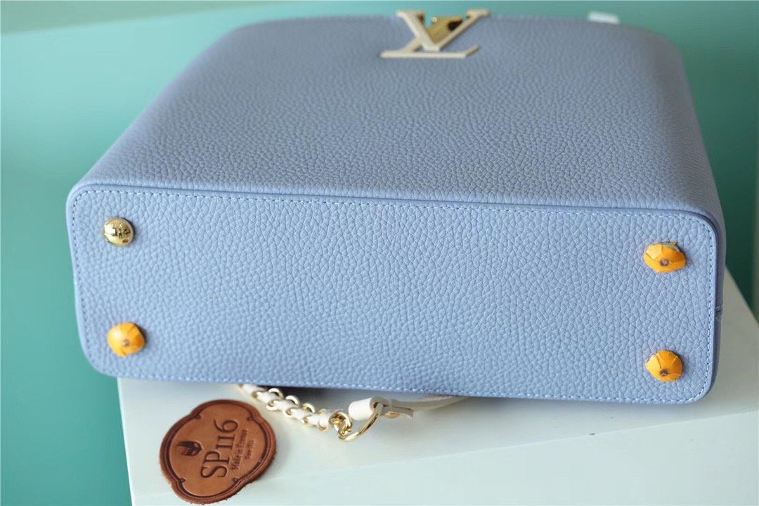 LV Capucines MM Taurillon Light Blue/ Beige For Women, WomenÃ¢â‚¬â„¢s Bags, Shoulder And Crossbody Bags 12.4in/31.5cm LVÃ‚Â 