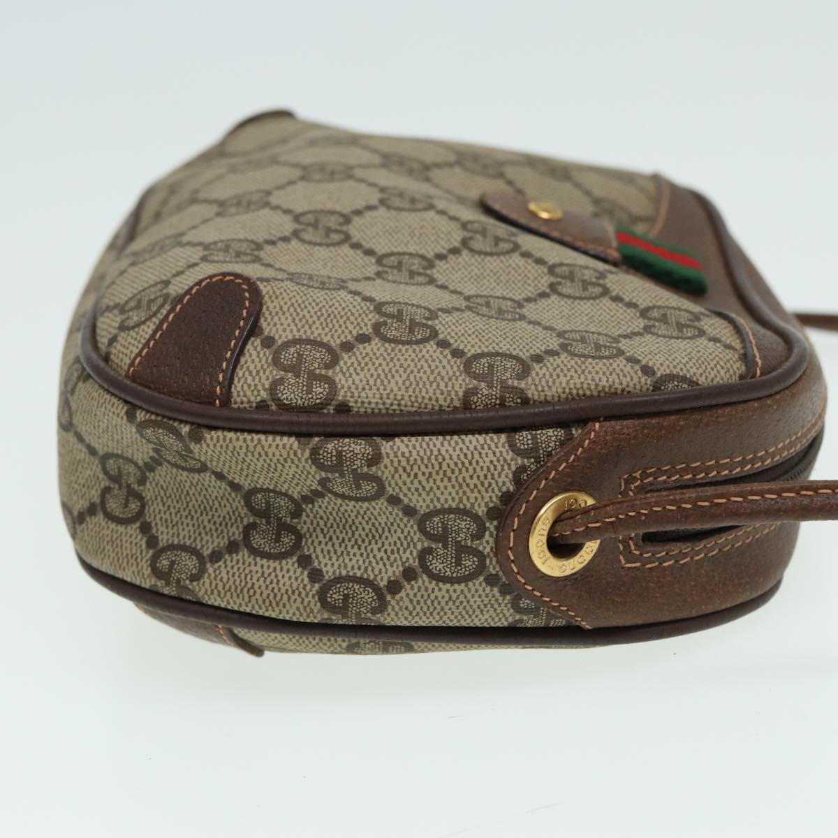 GUCCI GG Canvas Web Sherry Line Shoulder Bag PVC Leather Beige 83133